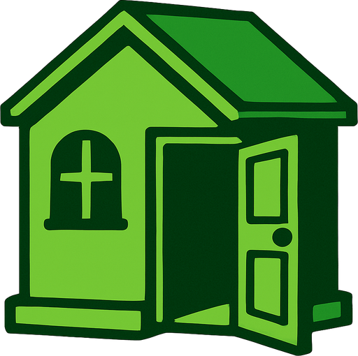 green house, open door looking left.
In-Game asset.  2d.  High contrast.  No shadows