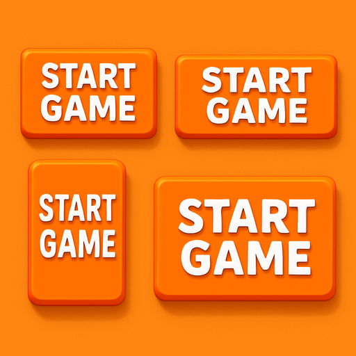 Pack of different rectangle button of "START GAME" the two words on one line, orange button with white text
In-Game asset.  High contrast.  No shadows. 3D