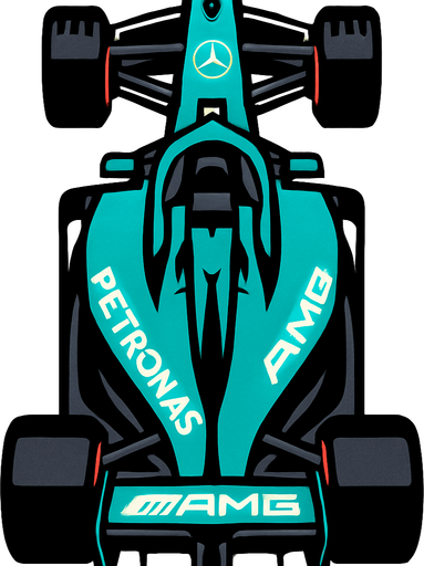f1 mercedes car 2d vertical.
In-Game asset.  2d.  High contrast.  No shadows