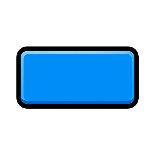 Un botón rectangular azul.
In-Game asset.  2d.  High contrast.  No shadows