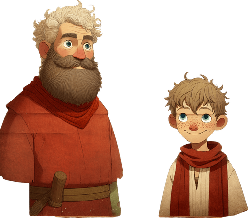 a pergament with Klaus and Jesper from the movie Klaus. There is the text: "A true selfless act always sparks another. -Klaus"