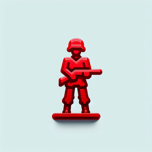 a red toy soldier Single Game Texture. In-Game asset. 2d. Blank background. High contrast. No shadows.