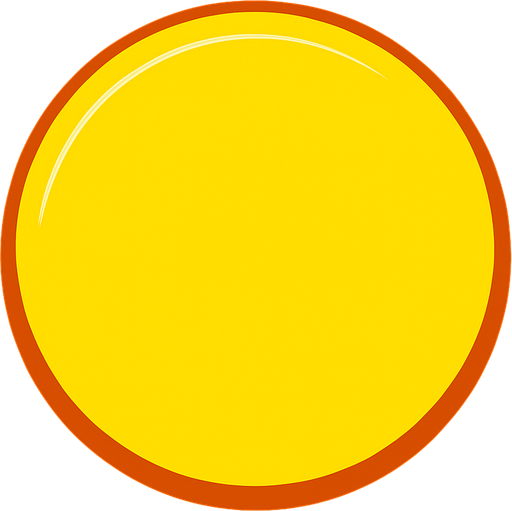 plain yellow round button with orange border.
In-Game asset.  2d.  High contrast.  No shadows