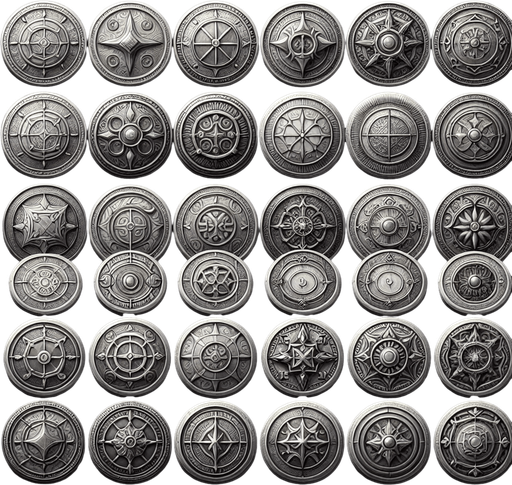 Coins.
Single Game Texture. In-Game asset. 2d. Blank background. High contrast. No shadows.