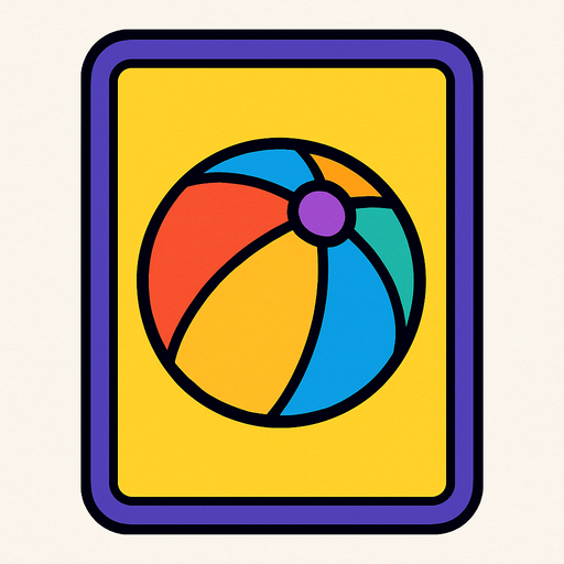 Create an image for a memory game's card's front with an icon of a play ball.
In-Game asset.  2d.  High contrast.  No shadows