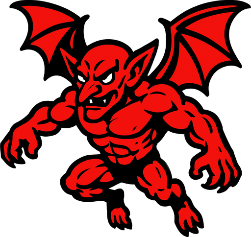 kırmızı kaslı uçan goblin.
In-Game asset.  2d.  High contrast.  No shadows