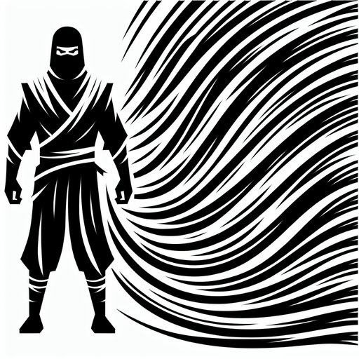 Create a series of curved, tapered lines that originate from the ninja's body and extend outward in the direction of movement. The lines should vary in length and thickness, with a sense of energy and dynamism..
Single Game Texture. In-Game asset. 2d. Blank background. High contrast. No shadows.