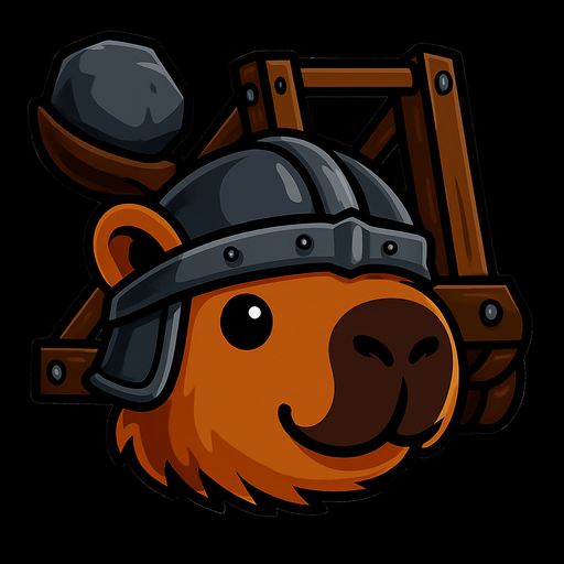 Elimina la espada. Añade una catapulta en la parte de atras de la cabeza con una piedra. La catapulta debe de  tener la piedra al lado izquierdo simulando se va a lanzar a la derecha. Haz la cabeza un poco mas pequeña.