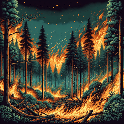 forest in fire.
2d