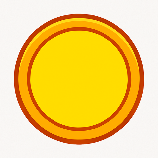 plain yellow round button with orange border.
In-Game asset.  2d.  High contrast.  No shadows