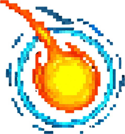 Make this pixel art style and give it a bit of a tail on the top as if it is flying downwards.