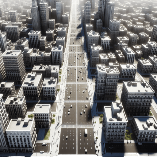 empty abandoned city street background seen from the top. Zoomed in. Top down. Street only