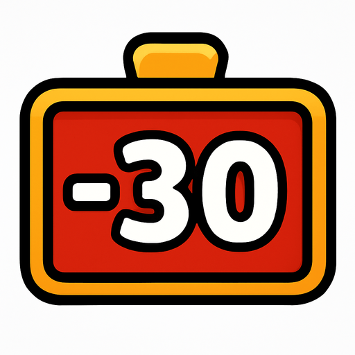 A score Ui that written -30 on it.
In-Game asset.  2d.  High contrast.  No shadows