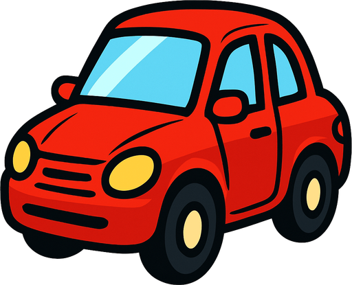 Red car.
In-Game asset.  2d.  High contrast.  No shadows