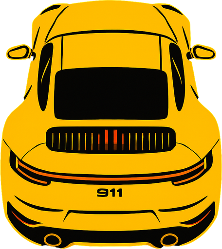 Yeni porche 911 arkasi ama yukaridan
In-Game asset.  2d.  High contrast.  No shadows