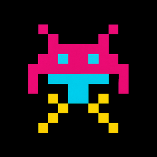 Make a Spacelnvaders InfinityGene EVO enemy character.
In-Game asset.  2d.  High contrast.  No shadows