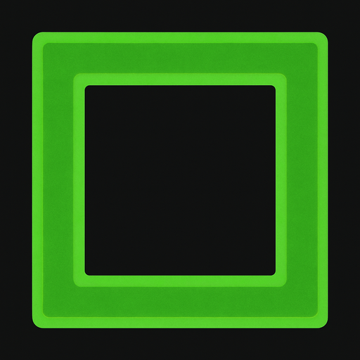 make green square but more opacity and only square middle empy.
In-Game asset.  2d.  High contrast.  No shadows