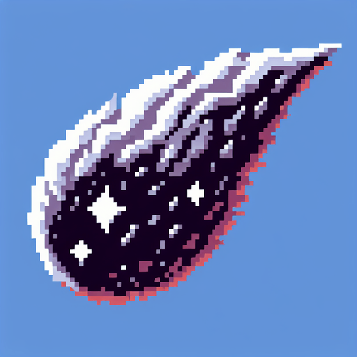 8-bit. cartoon. commet tail. in-game asst. Single Game Texture. In-Game asset. 2d. Blank background. High contrast. No shadows.