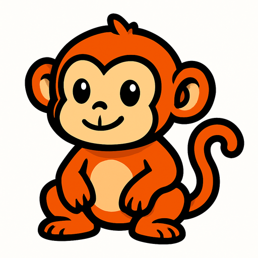 cute monkey.
In-Game asset.  2d.  High contrast.  No shadows