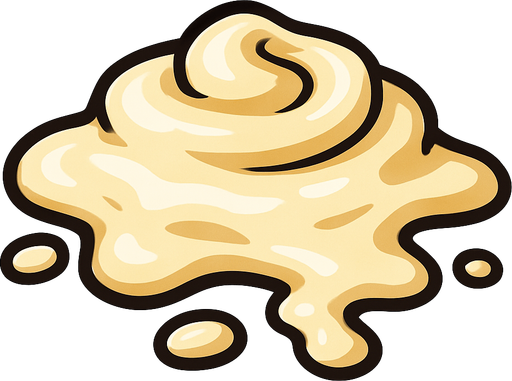 Dökülmüş mayonez.
In-Game asset.  2d.  High contrast.  No shadows
