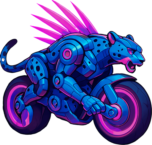 cyberpunk American anime koraidon Miraidon-esque motorcycle animal futuristic cheetah-meets-motorcycle