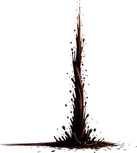 Coffee trail going vertical.
Single Game Texture. In-Game asset. 2d. Blank background. High contrast. Shadows at the bottom.