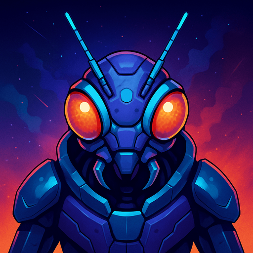 Front-facing icon, Fullscreen modern App Store art style with futuristic alien bug
, 16:9, high definition.  No text captions!