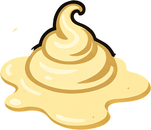 Dökülmüş mayonez.
In-Game asset.  2d.  High contrast.  No shadows