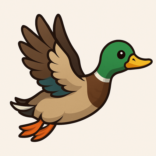 Duck Flying.
In-Game asset.  2d.  No shadows