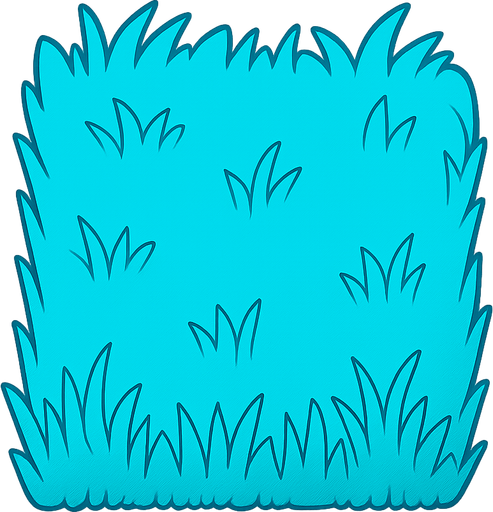 cyan grass. No background. Transparent background. Blank background. No shadows. 2d. In-Game asset. flat