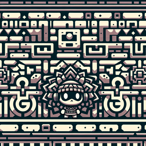 chibi inca aztec wall pattern.
Single Game Texture.  In-Game asset.  2d.  Blank background.  High contrast.  No shadows