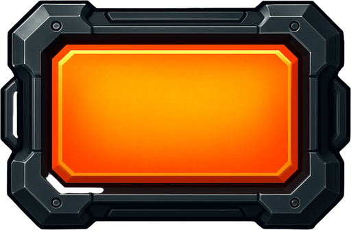 Create si-fi realistic Orange Rectangle BUTTON with 3D views. In-Game asset. 2d. High contrast. With shadows..
In-Game asset.  2d.  High contrast.  No shadows