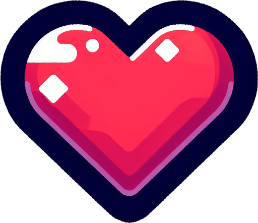 A heart.
Single Game Texture. In-Game asset. 2d. Blank background. High contrast. No shadows.