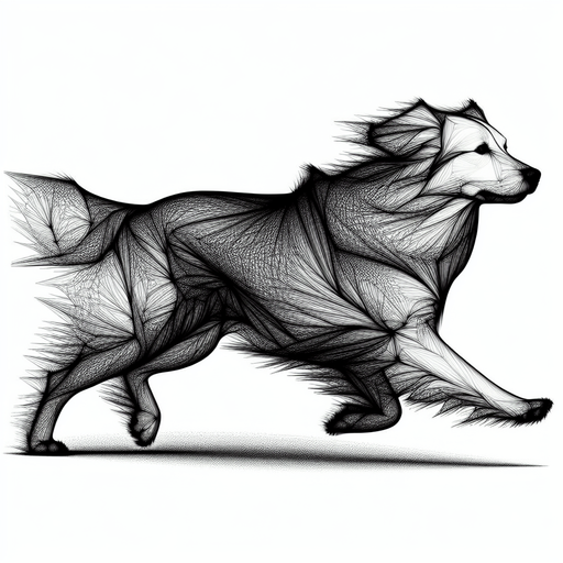 Dog which goes to the left.
2D, Without background