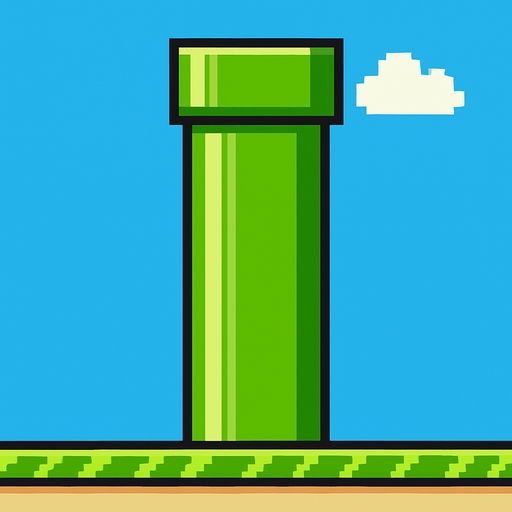 make one pipe copy of flappy bird game but one pipe.
In-Game asset.  2d.  High contrast.  No shadows
