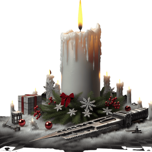 Eerie Christmas-inspired candle similar to a resident evil asset, realistic
Single Game Texture. In-Game asset. 2d. Blank background. High contrast. No shadows.