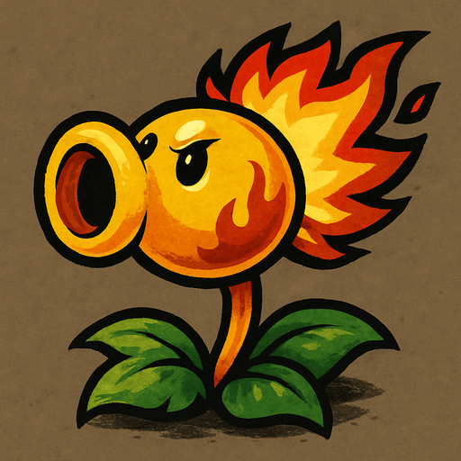 explosivepeashooter de plantas vs zombie fusion.
In-Game asset.  2d.  High contrast