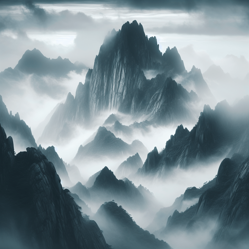 a rocky foggy mountain