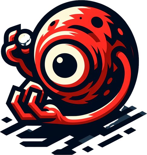 monster in flat shaded style. It has one eye, holding a stone in his hand. thick black outline, red color monster.
Single Game Texture.  In-Game asset.  2d.  Blank background.  High contrast.  No shadows
