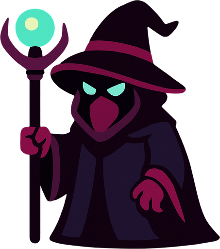 dark wizard 2d in game asset.
In-Game asset.  2d.  High contrast.  No shadows