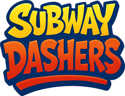 subway surfers style logo with text subway dashers.
In-Game asset.  2d.  High contrast.  No shadows