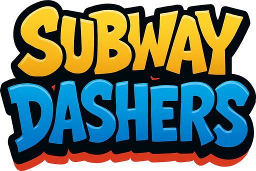 subway surfers style logo with text subway dashers.
In-Game asset.  2d.  High contrast.  No shadows