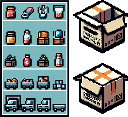 2 Delivery box : open and closed.
Retro gaming style. Sprite sheet 1x2. High Definition
