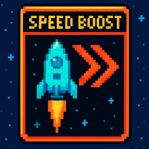 Карта усиления пиксельная усиливает скорость игрока космическая 2д пиксели.
In-Game asset.  2d.  High contrast.  No shadows