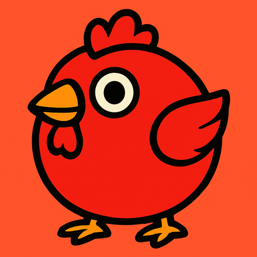 ball chicken and red.
In-Game asset.  2d.  High contrast.  No shadows