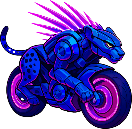 cyberpunk American anime koraidon Miraidon-esque motorcycle animal futuristic cheetah-meets-motorcycle