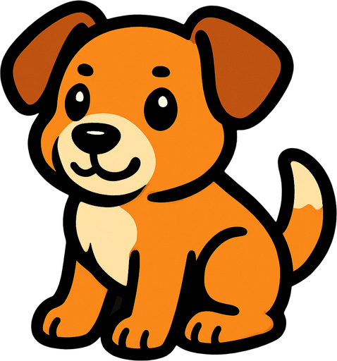 Cute dog.
In-Game asset.  2d.  High contrast.  No shadows