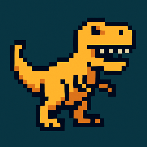 T rex pixel.
In-Game asset.  2d.  High contrast.  No shadows