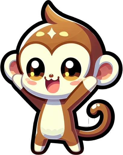 A cute monkey with arms up
Single Game Texture. In-Game asset. 2d. Blank background. High contrast. No shadows.