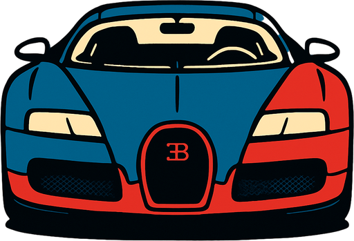Kuzey yönüne bakan bir bugatti.
In-Game asset.  2d.  High contrast.  No shadows